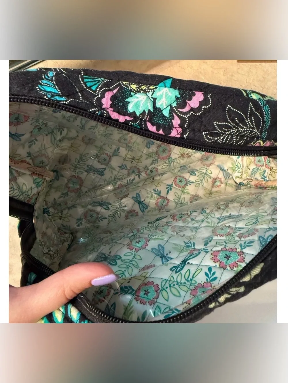 Vera Bradley Floral Quilted Makeup Cosmetic Travel Bag